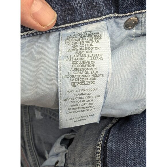 True Religion Danny Jeans Mens 38 Blue Tapered Leg Stretch Denim Casual - Picture 13 of 14